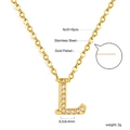Macro detail of initial L pendant in 18K gold plated stainless steel with crystals - Gold Letter L