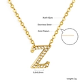 Detail of 18K gold plated stainless steel Z initial pendant with zircon inlays - Gold Letter Z