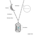 Parametri dimensionali per la collana vintage in acciaio inossidabile con luna e stelle - Stile Argento (NE2A770MS)
