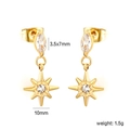 Exquisite 18k gold butterfly fringe stud earrings with zircon stones and sun pendants - Gold North Star Style (EA5D210AG)