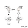 Detail of star drop earrings with 3.5x7mm marquise stone and 10mm star pendant - Silver North Star Style (EA5D210AS)