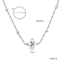 Französische Luxus Halskette aus Edelstahl mit Zirkonia-Blütenanhänger in Silber, 40+5cm - Silber (NE2G930AS)