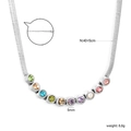 Silver blade chain necklace with multi-color cubic zirconia and 5mm stones - Silver Style (NE2G880MS)