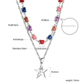Collana a doppio strato in acciaio inossidabile placcato oro 18K con ciondoli a stella - Stile a Doppio Strato / Stile Argento (NE2A750MS)