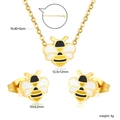 Golden bee necklace and earrings set made of stainless steel with yellow enamel detailing - Gold Bee Style (SE26850MG)