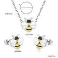 Cute bee jewelry set with enamel necklace and earrings in silver stainless steel - Silver Bee Style (SE26850MS)