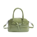 Avocado green shell bag in glossy PU leather with buckle belt decor and shoulder strap - Green