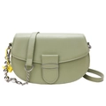 Bolso de hombro verde claro minimalista con cadena de bolas de plata y correa - Verde