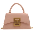Sac bandoulière trapèze rose rétro avec boucle dorée et bandoulière chaîne - Rose