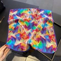 53cm square silk scarf with vibrant abstract oil painting print and purple rolled edge - 53*53cm / Purple Red (ZS-632)