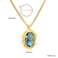 Elegant gold necklace with oval abalone shell pendant and adjustable box chain for women - Peacock Blue Abalone Shell Oval Style (NE2H120KG)
