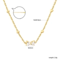 Collar de lazo dorado con circonita de corazón y cadena de cuentas, largo 40+5cm - Collar de Lazo (NE2G910AG) / Dorado