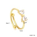 Zarter 18K vergoldeter Schleifenring mit weißen Zirkonia-Herzen in Größe 7 - Schleife Herz Zirkonia Stil (RI174807G)