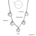 Halskette aus silbernem Edelstahl mit fünf Münzanhängern, Porträt-Motiv und Verlängerungskette - 12mm Runde Münze Silber Stil (NE2B2301S)