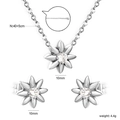 Elegant silver flower jewelry set with sparkling rhinestones, necklace and stud earrings - Silver Style (SE26880AS)