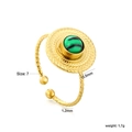 Unregelmäßiger 18k Goldring mit grünem Malachit und gewebter Textur für Damen - Retro Grüner Malachit-Stil (RI1752J7G)