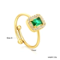 Detail of 18K gold-plated ring with emerald-cut green stone and zircon inlay - US 8 / Rectangular Green Zirconia Style (RI142508G)