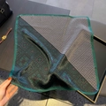 Pañuelo de seda 100% vintage con estampados de greca y paisley en verde oscuro - 53*53cm / Verde Pavo Real