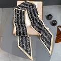 Eleganter schwarzer schmaler Seidenschal mit Blumenmuster für Hals- oder Taschendekor - 15*150cm / Schwarz (FX-80)