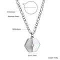 Detail of 18K gold plated stainless steel hexagonal pendant with shell and zircon - Silver Hexagon Style (NE2B260AS)