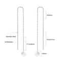 Detailed size chart of stainless steel threader earrings with cube charms and dimensions - Silver Geometric Cube Style (EA535001S)