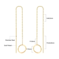Detailed size specifications of gold plated stainless steel long tassel chain earrings - Gold Circular Ring Style (EA531201G)