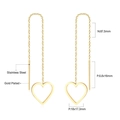 Gold plated stainless steel long tassel earrings with hollow heart pendants for women - Gold Hollow Heart Style (EA533701G)