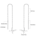Detail view of stainless steel threader earrings featuring heartbeat wave pendant - Silver EKG Pulse Style (EA533101S)