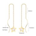 Detail view of gold-plated stainless steel star threader earrings with shell inlay - Gold Star Shell Style (EA53300AG)