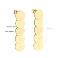 Brushed gold plated stainless steel drop earrings with five overlapping circles 10x42mm - Five-layer Round Disc Gold (EA527901G)