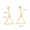 Detailed view of geometric drop earrings with gold-plated stainless steel triangle pendant - Triangle-Gold(EA524301G)