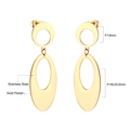 Detailed view of gold plated stainless steel geometric oval link earrings with measurements - Oval-Gold(EA528201G)