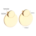 Detailed size parameters of gold plated stainless steel double disk drop earrings - Round Disk-Gold(EA518801G)