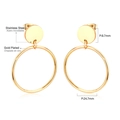 Detailed view of gold plated stainless steel geometric earrings with size measurements - Round Ring-Gold(EA518601G)