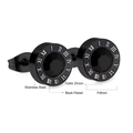 Macro shot of 9mm black stainless steel stud earrings with Roman numerals and cubic zirconia - Roman Numeral Ring With Black Zirconia Style (EA50839BB) / Black