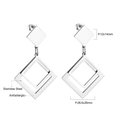 Boucles d'oreilles géométriques en acier inoxydable argenté avec pendentif antiallergique - Carré en argent