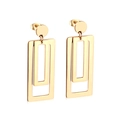 Minimalist gold-plated stainless steel earrings with geometric rectangle pendants and studs - Gold Double Nested Rectangle (EA527001G)