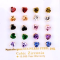 Set of 10 pairs heart-shaped cubic zirconia stud earrings in 316L stainless steel - 6mm Gold Claw Heart