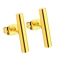 Minimalist 18K gold plated stainless steel cylindrical stud earrings on white background - Gold (EA117201G)