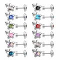 Macro view of 12-piece star stud earring set with multicolored zircons and screw backs - Gold Star Shape (12 Pairs Set)