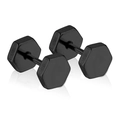 Minimalistische mattschwarze sechseckige Edelstahl-Ohrstecker für Damen und Herren - Schwarzer Stil (EA606707B)