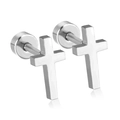 Minimalistische roestvrijstalen kruis oorknoppen met een gepolijste afwerking - Zilveren Kruis Stijl (EA608801S)