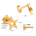 Détail de boucles d'oreilles étoiles en acier inoxydable doré avec zircone cubique - Style Étoile à Cinq Branches Dorée (EA612704G)