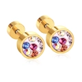 Macro di orecchini a bilanciere in oro e acciaio con inserti in cristalli colorati - Oro Multicolore (EA60346NG)