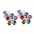 Orecchini a fiore in acciaio al titanio con strass colorati e riflesso specchiato chic - Colore acciaio con zircone colorato