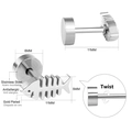 Antiallergic stainless steel fishbone screw stud earring in polished silver finish - Silver Creative Bolt Style (EA610901S)