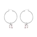 Boucles d'oreilles créoles argentées avec pendentifs en cristal carré poli et brillant - Zircon Carré (EA525502S)
