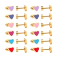 Set of six pairs of heart-shaped colorful enamel earrings with screw-back gold plating - 6 Pairs Set Mixed Colors Gold Base (EA61350MG)