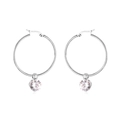 Créoles géométriques argentées élégantes avec pendentif en zircon clair taille ronde - Zircon Rond (EA525402S)