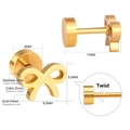 Dettaglio orecchini a fiocco in acciaio inossidabile dorato con zirconi e dimensioni - Stile Fiocco Zircone Oro (EA611401G)